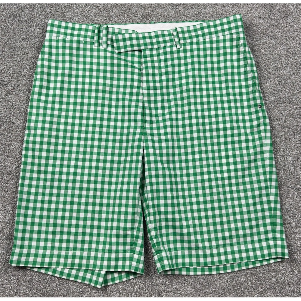 RLX Ralph Lauren Golf Shorts Mens 35 Green White Gingham Check Plaid